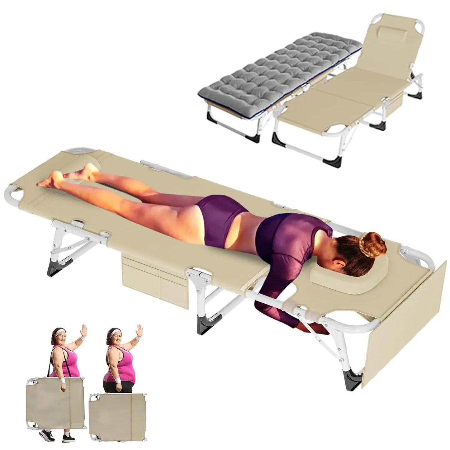3 In 1 Sun Tanning Chair Folding Chaise Lounge