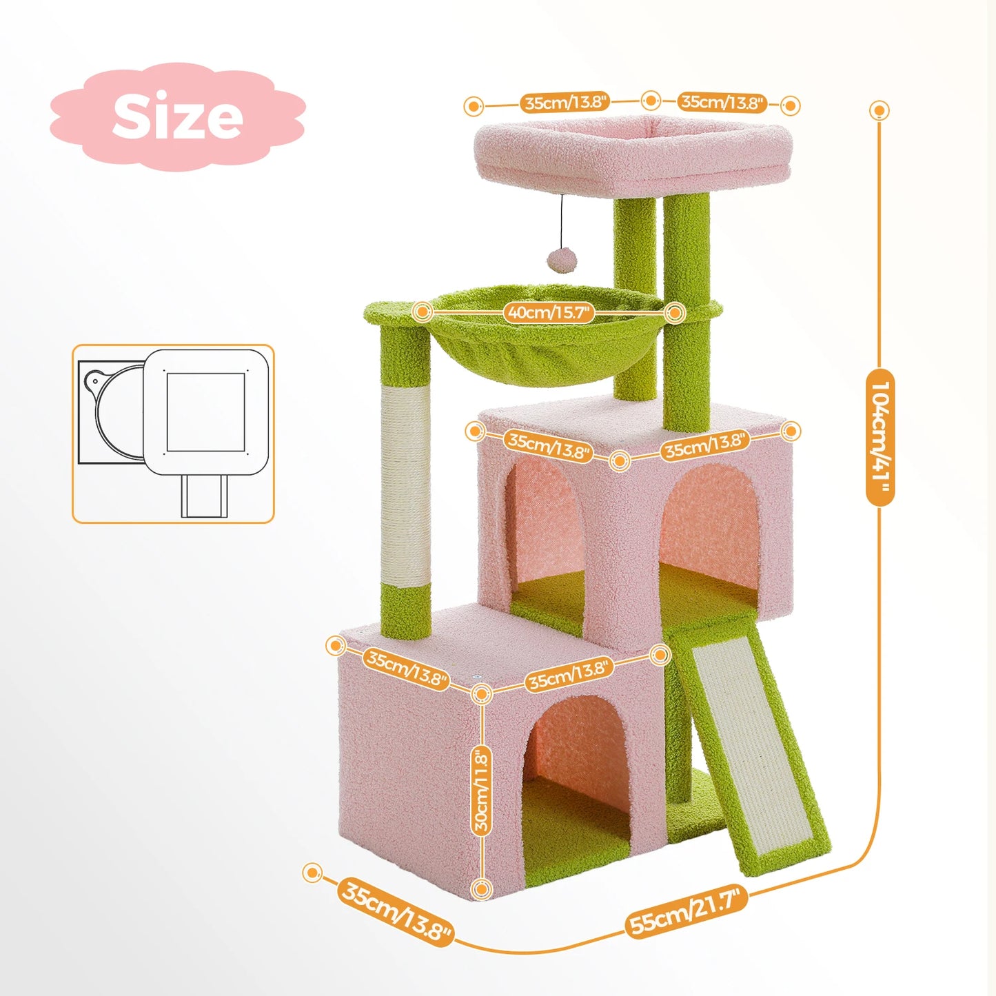 PEQULTI Cat Tree With Natural Sisal Scratching Post And Condo