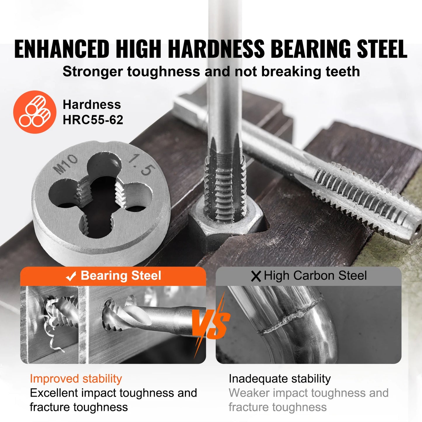 SucceBuy Tap And Die Set Bearing Steel Metalworking Threading Tools