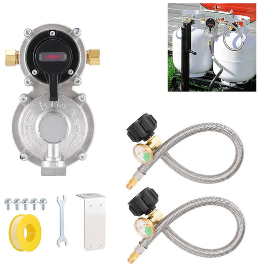 RV Propane Regulator With Hose Automatic Changeover 2-Stage
