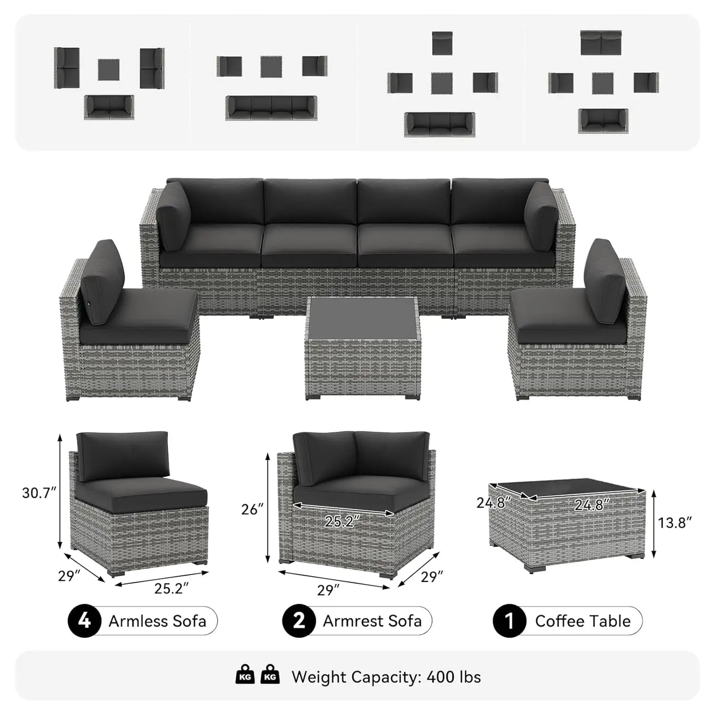 XIAOLANG Outdoor Wicker Patio Furniture Set With Cushions