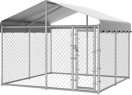 Outdoor Dog Kennel With Roof Anti-Rust Galvanized Chain Link Enclosure