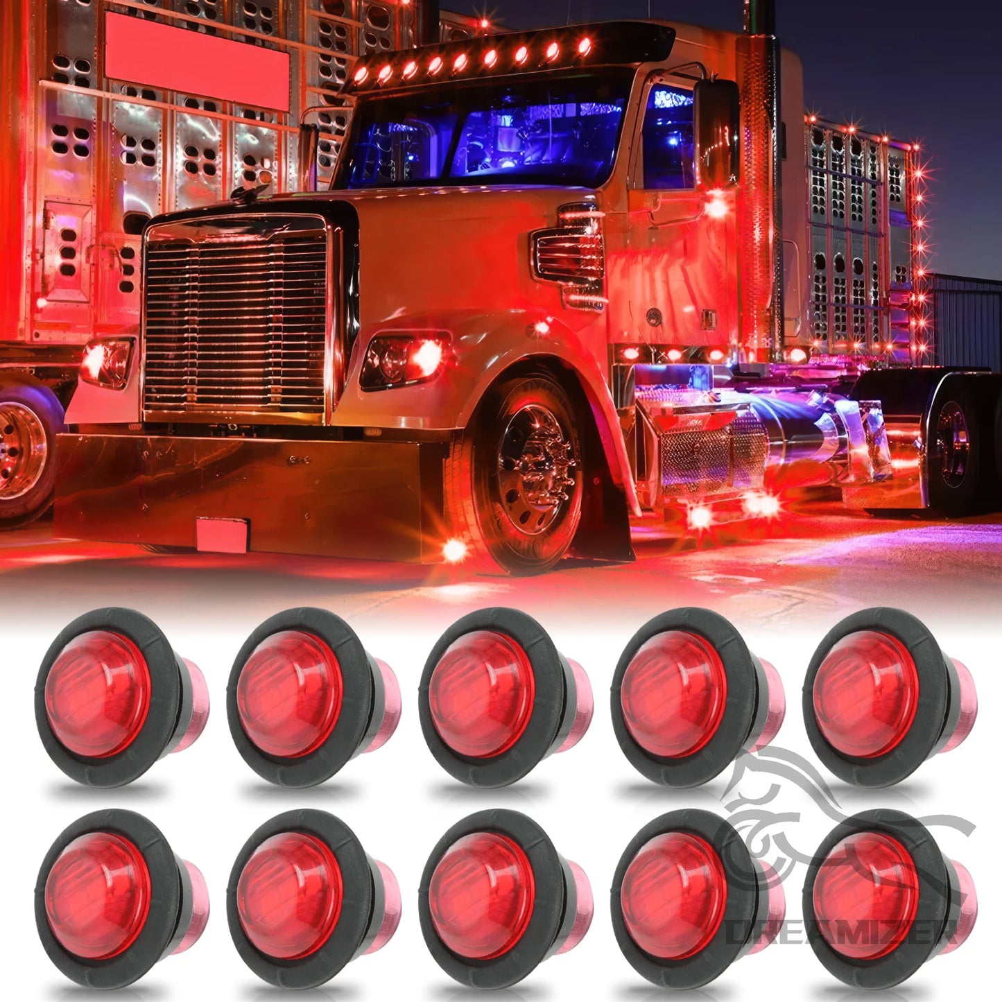 12V Round Trailer Side Marker Lights For Truck Trailer Boat