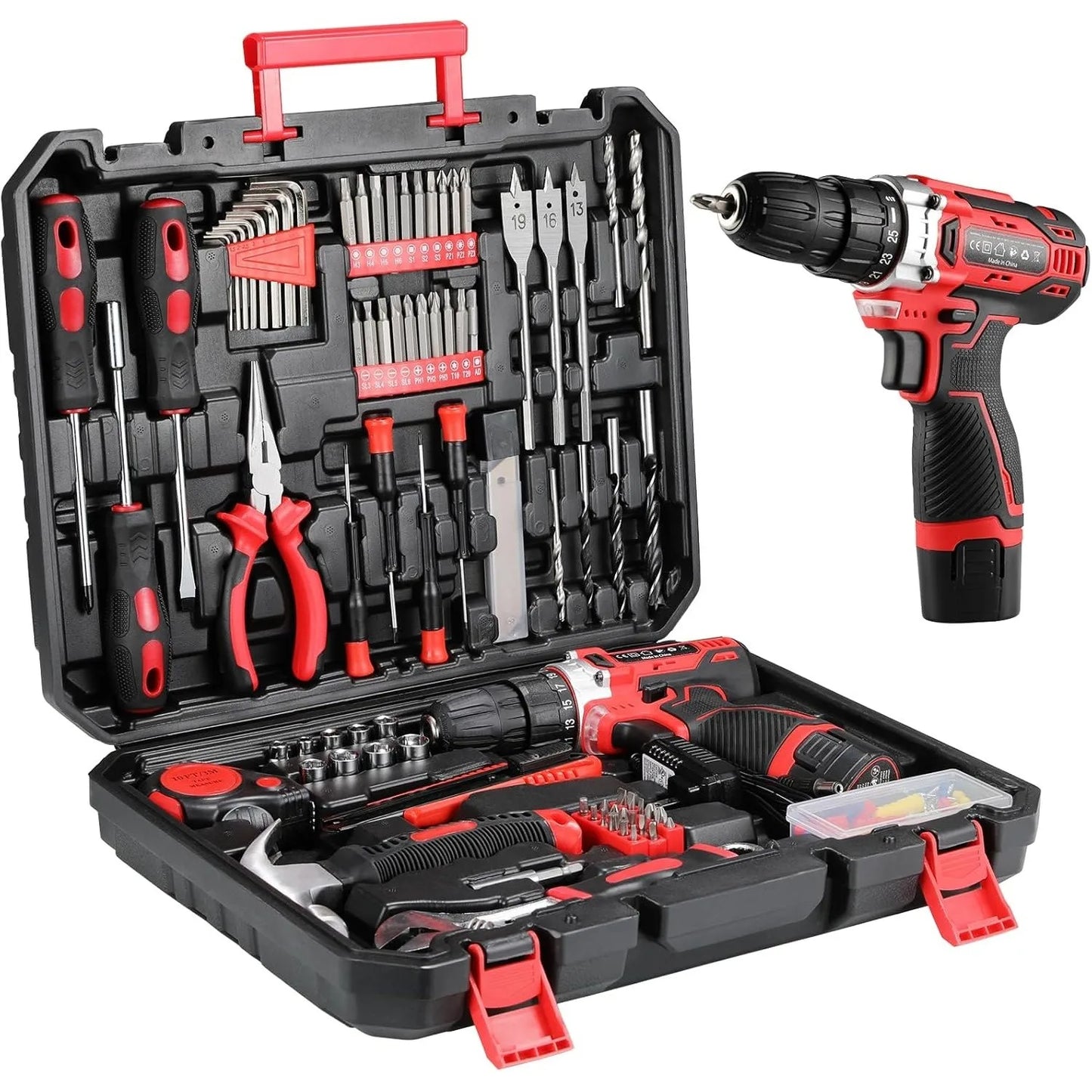 TLGREEN 138-Piece Power Tool Set With 12V Cordless Drill