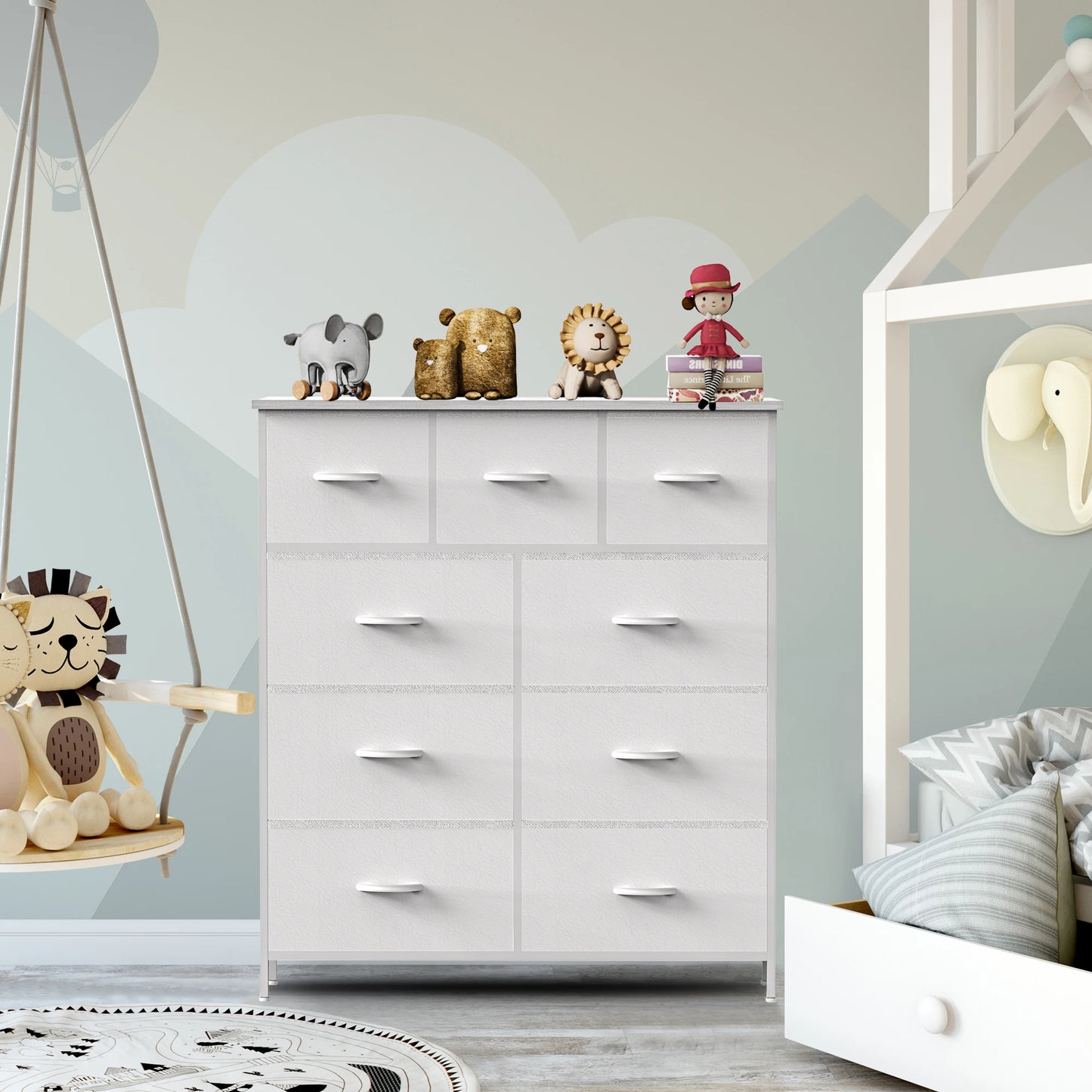 JHK Dresser With 9 Fabric Storage Drawers Wardrobe For Bedroom