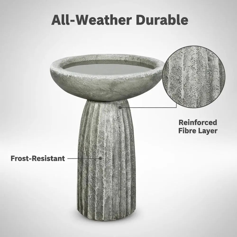 Bird Bath Outdoor Concrete Pedestal Garden Decor For Yard