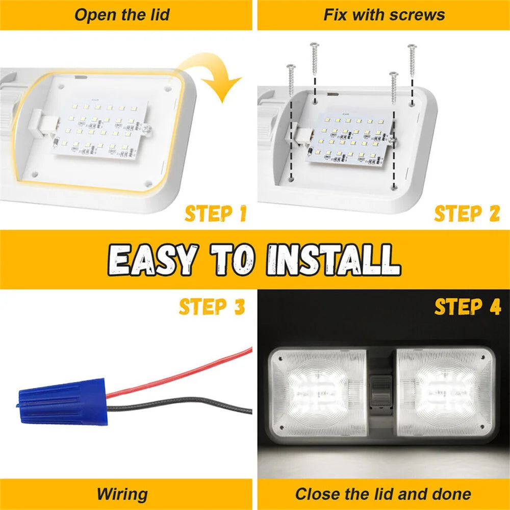 12V LED RV Double Dome Ceiling Lights 5 Pack