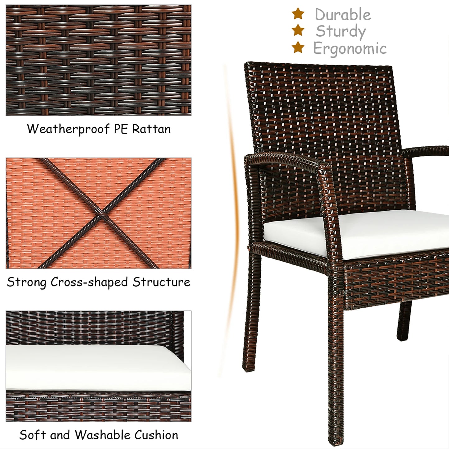 Homasis 7 Piece Patio Rattan Dining Set With Umbrella Hole