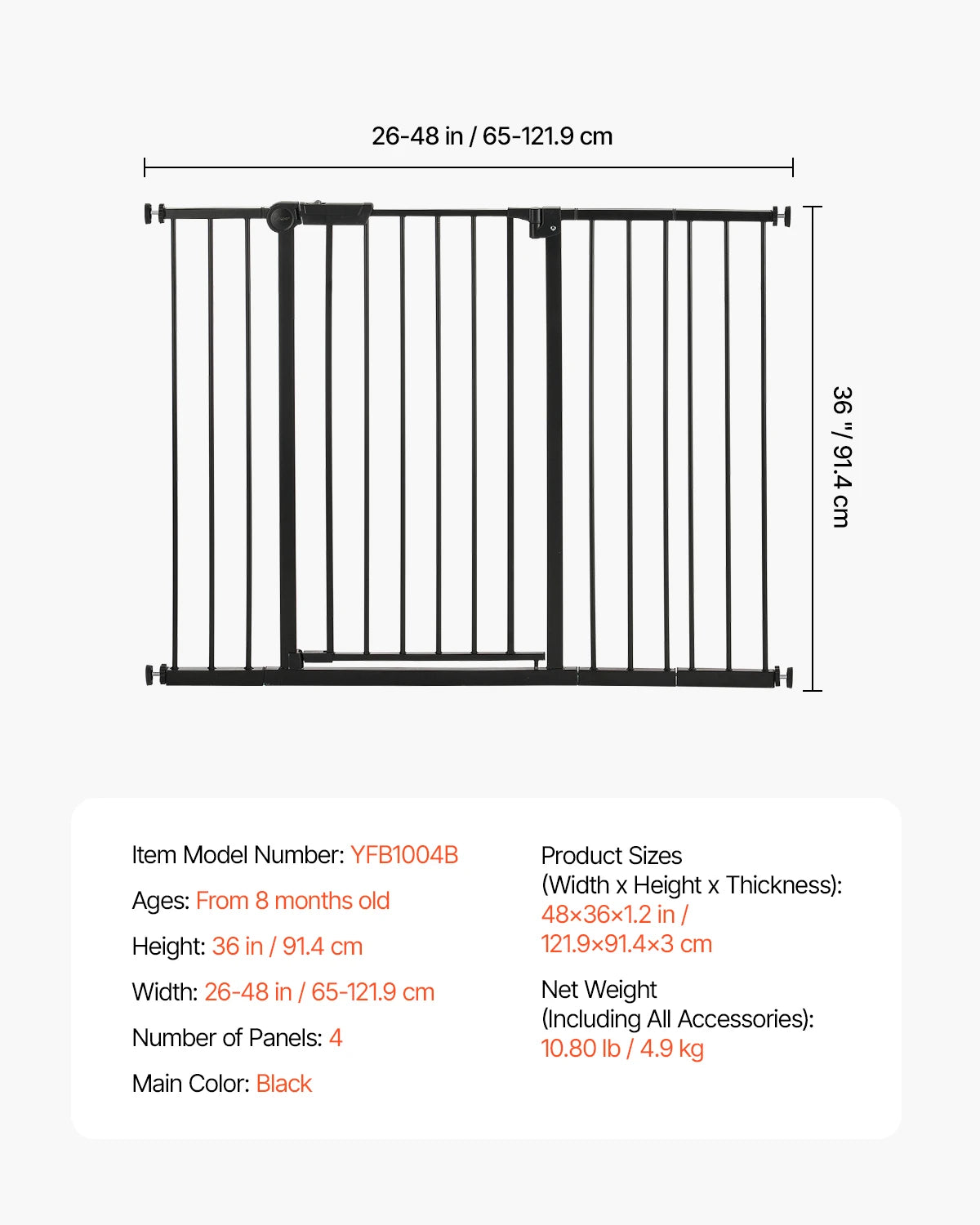SucceBuy Baby Gate Walk Through Doorways Pressure Mounted