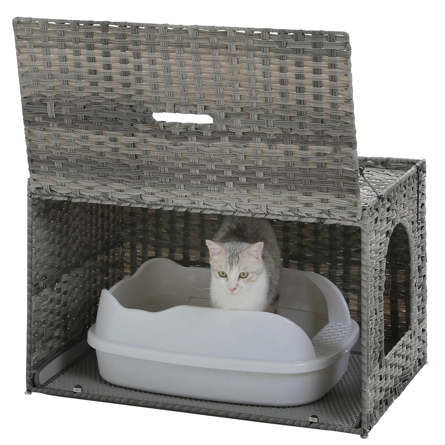 PAWZ Road Rattan Cat Litter Box Enclosure With Door