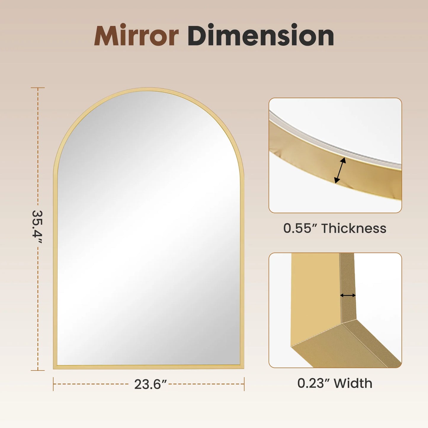 JHK Arched Metal Framed Bathroom Mirrors For Wall Decor