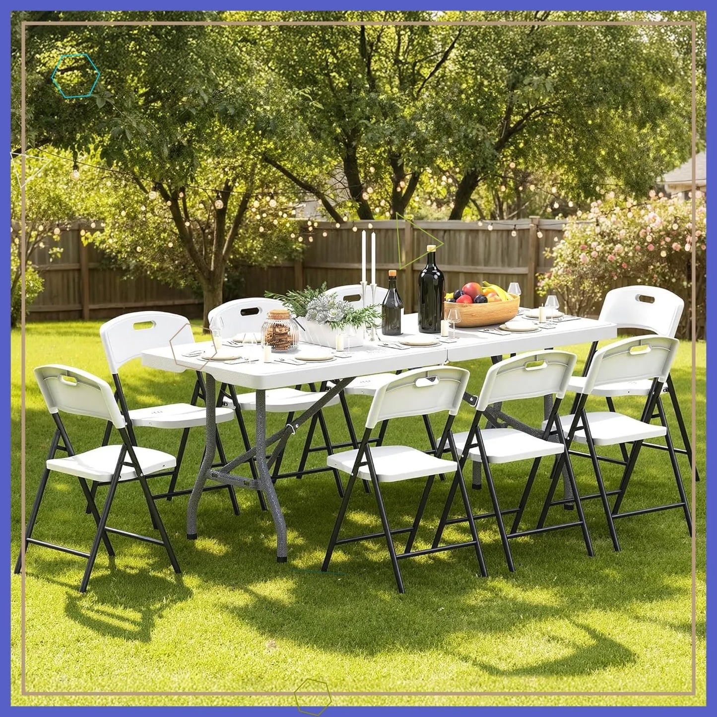 Foldable Outdoor Dining Set With Eight Chairs Patio