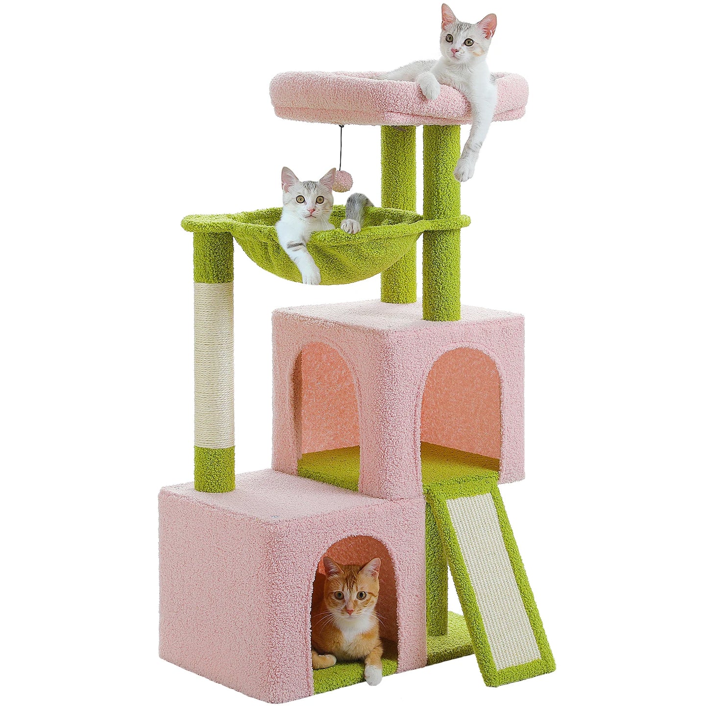 PEQULTI Cat Tree With Natural Sisal Scratching Post And Condo