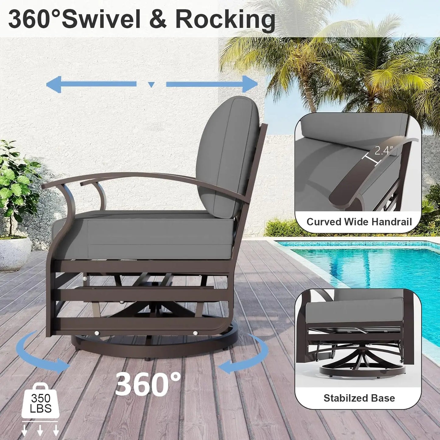 XIAOLANG Aluminum Patio Sectional Set With Fire Pit Table