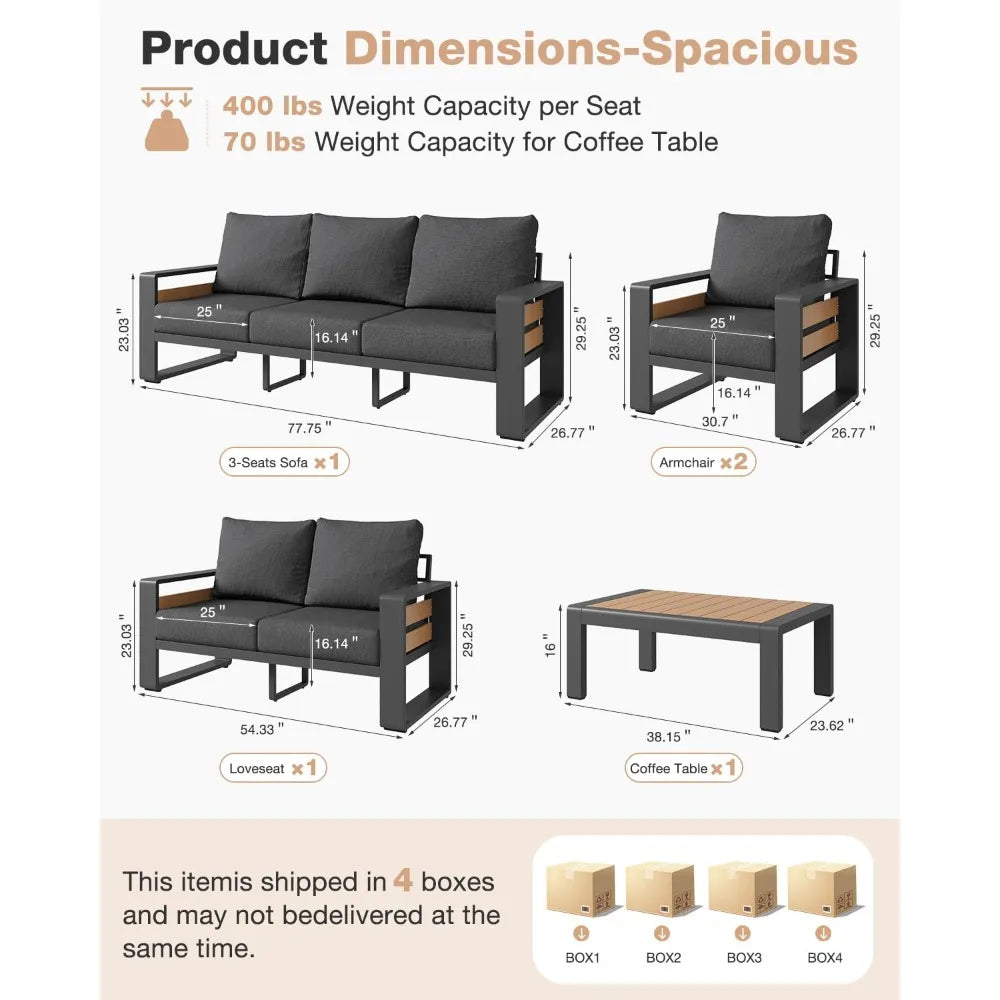 XIAOLANG Aluminum Patio Furniture Set Outdoor Sectional Olefin Cushions