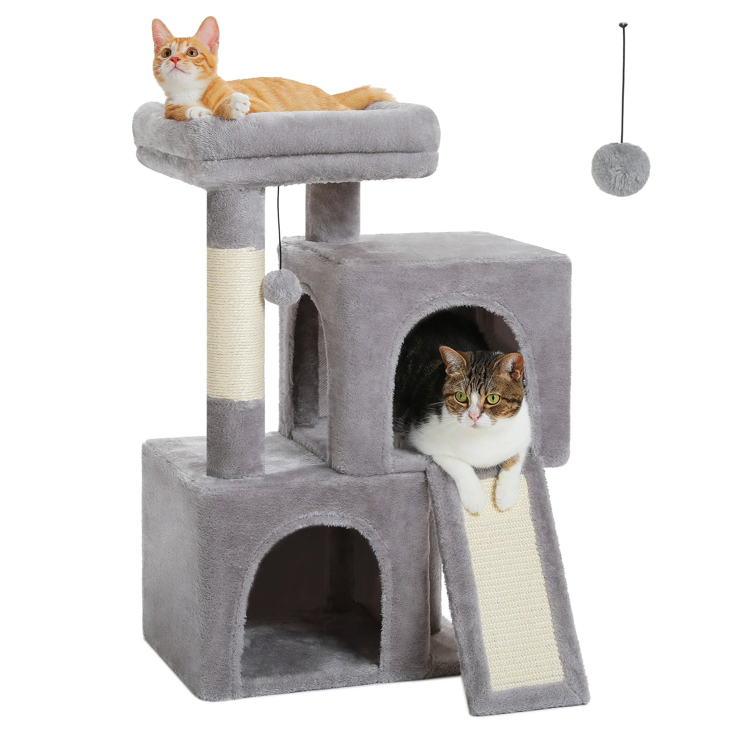 PEQULTI Cat Tree With Natural Sisal Scratching Post And Condo