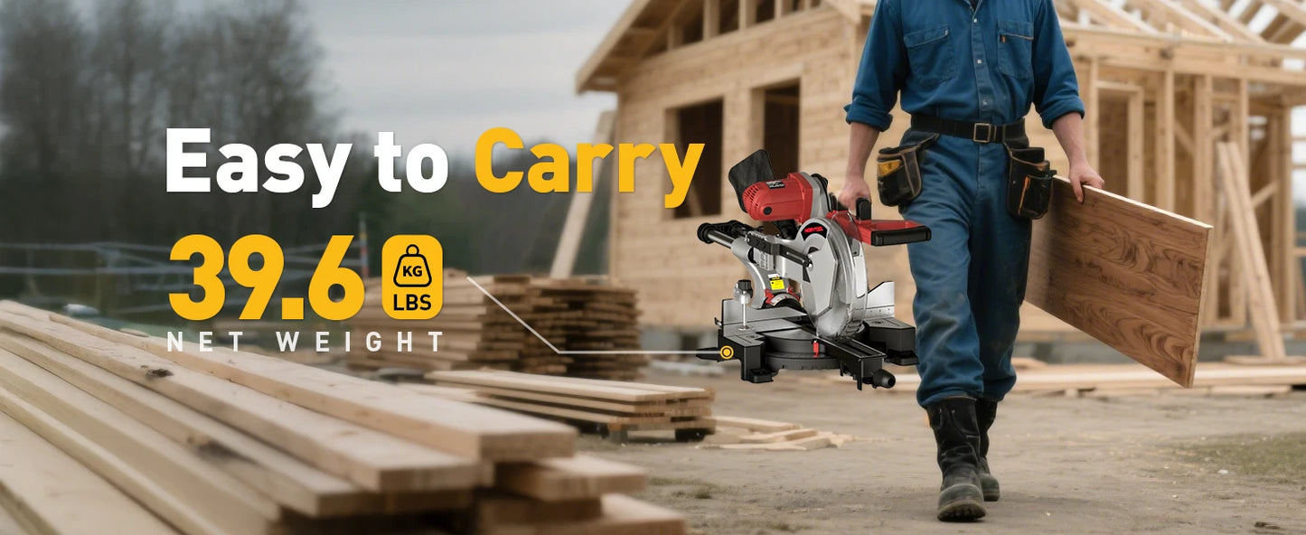 Marvtool JS-1207C3 Sliding Compound Miter Saw Dual-Bevel 0-45 Degrees