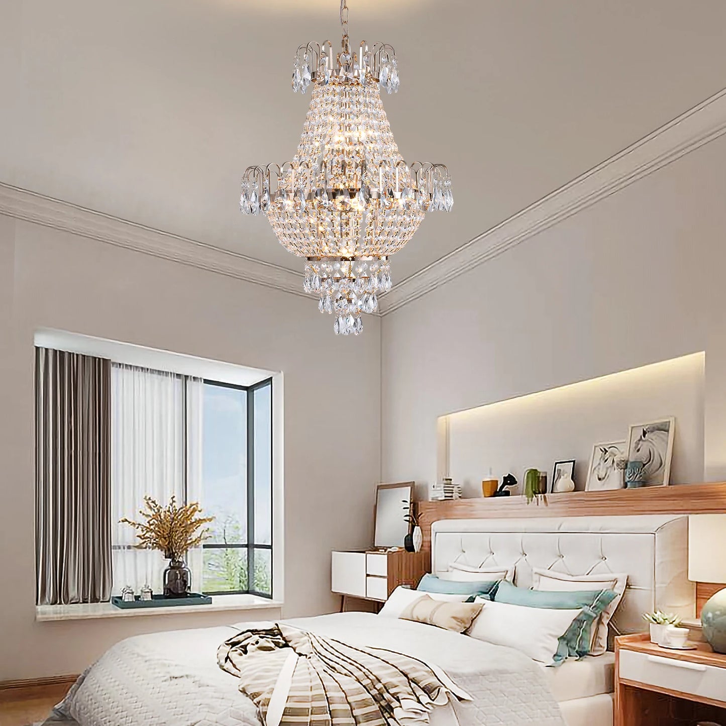 ARLGSITE Luxury Crystal Chandelier K9 Crystals Ceiling Pendant Light