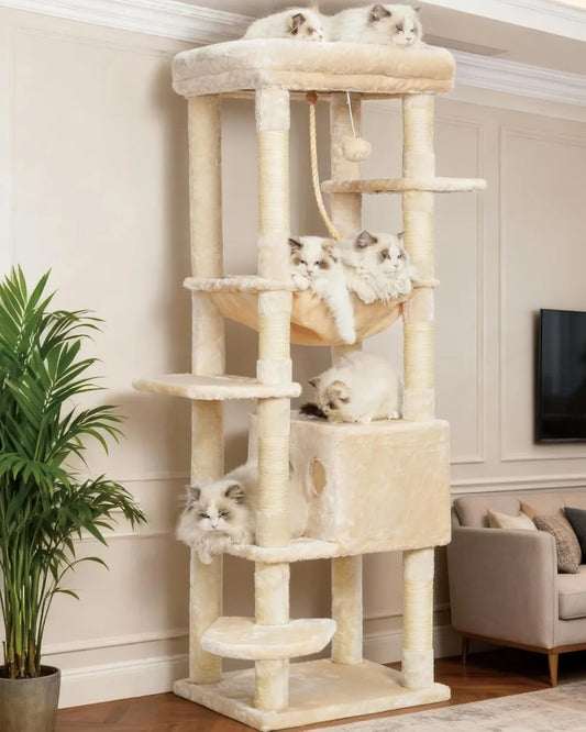 NONECN Cat Tree Heavy Duty Multi Level Plush Condo
