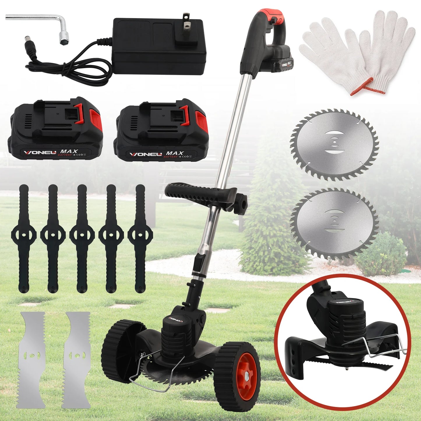 Cordless Electric Weed Wacker 21V With 2x2.0Ah Battery