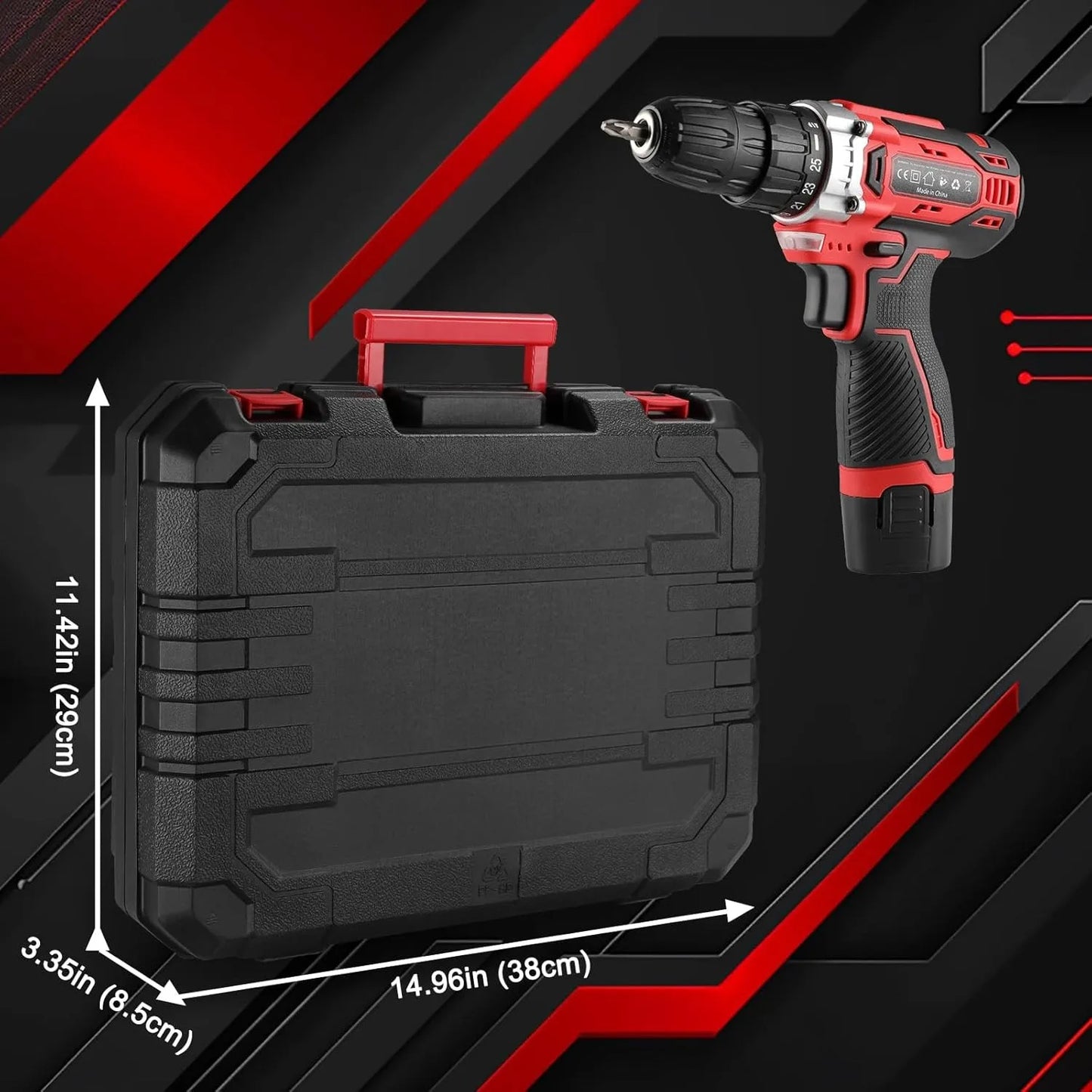 TLGREEN 138-Piece Power Tool Set With 12V Cordless Drill