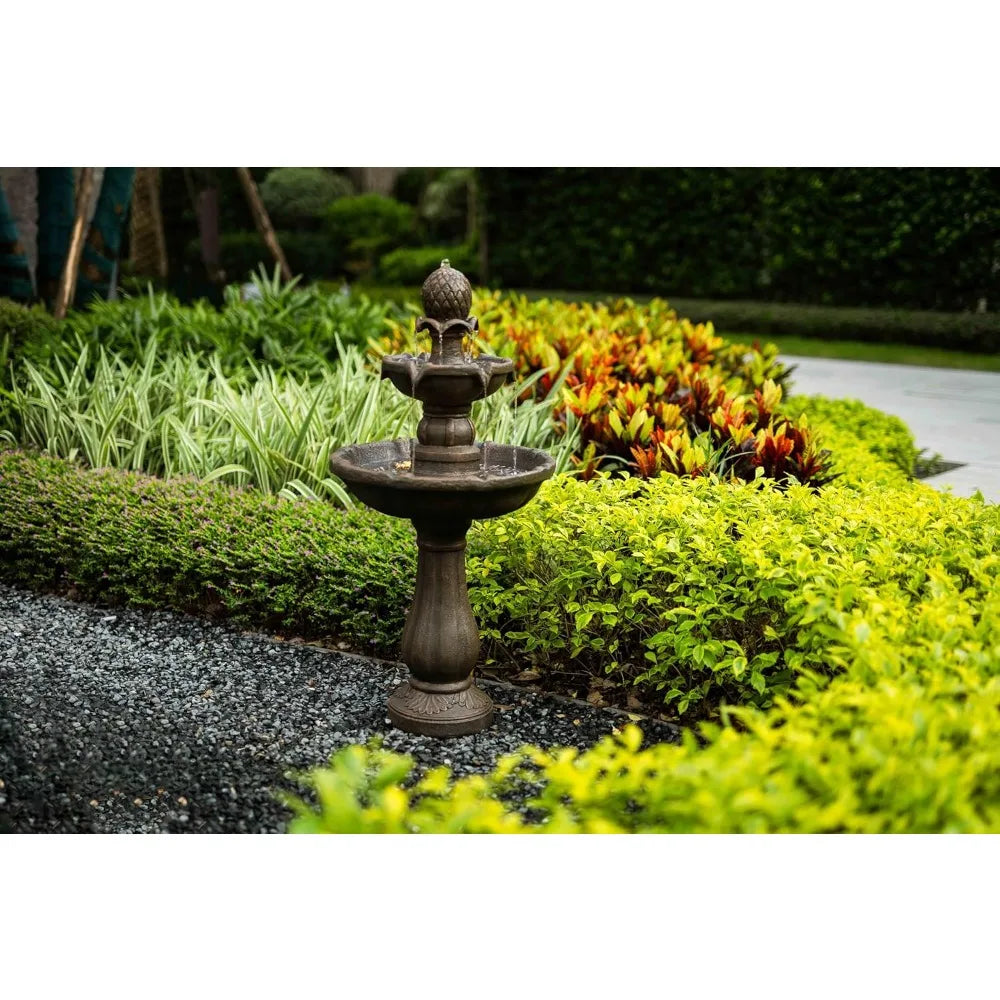 Three Tier Outdoor Water Fountain Weather Resistant Resin Bird Bath