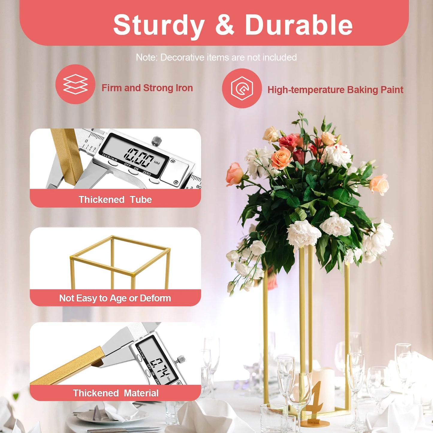 Wedding Flower Stand Set Metal Column Rack Balloon Holder Decor