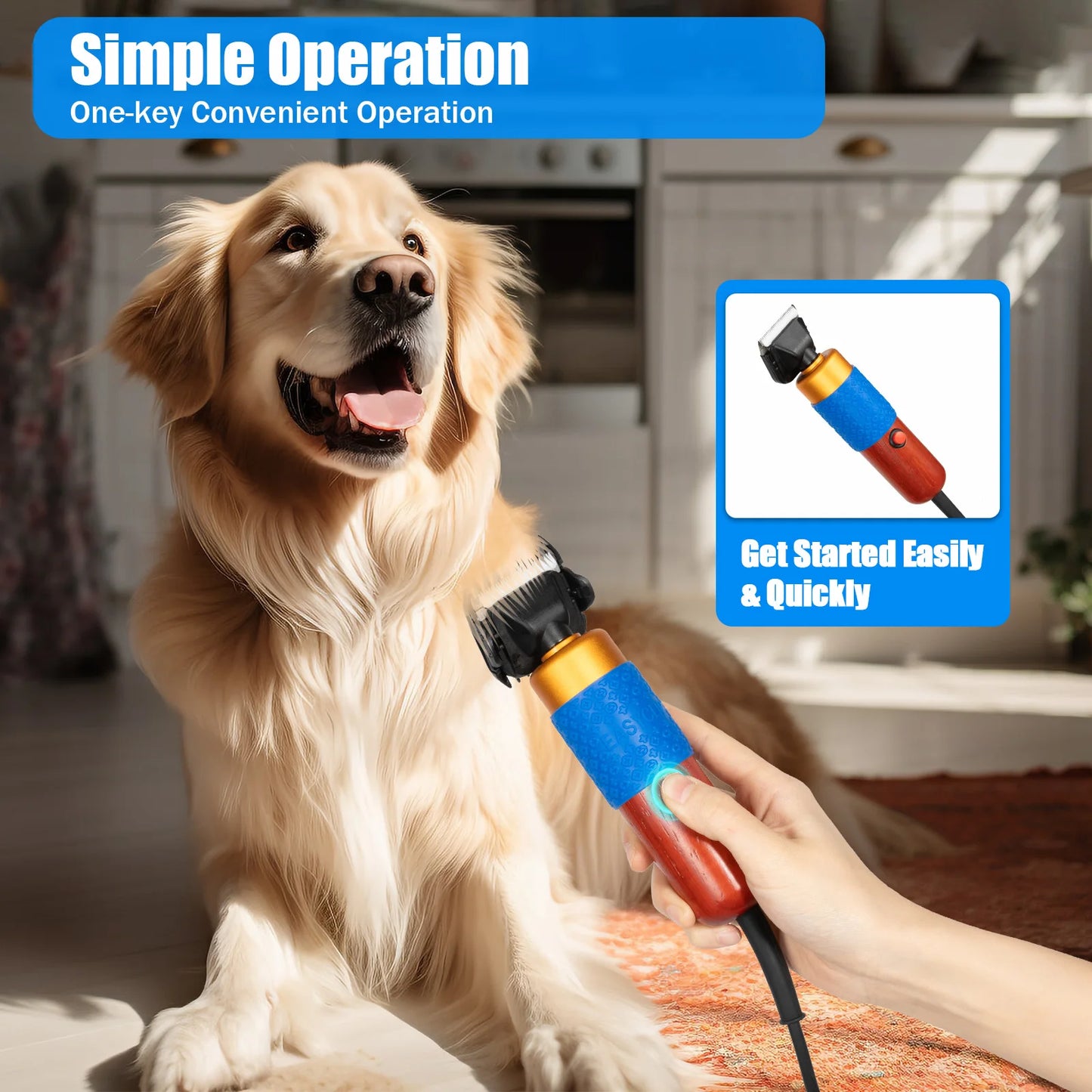 36W Professional Dog Cat Hair Clipper With Detachable Blades