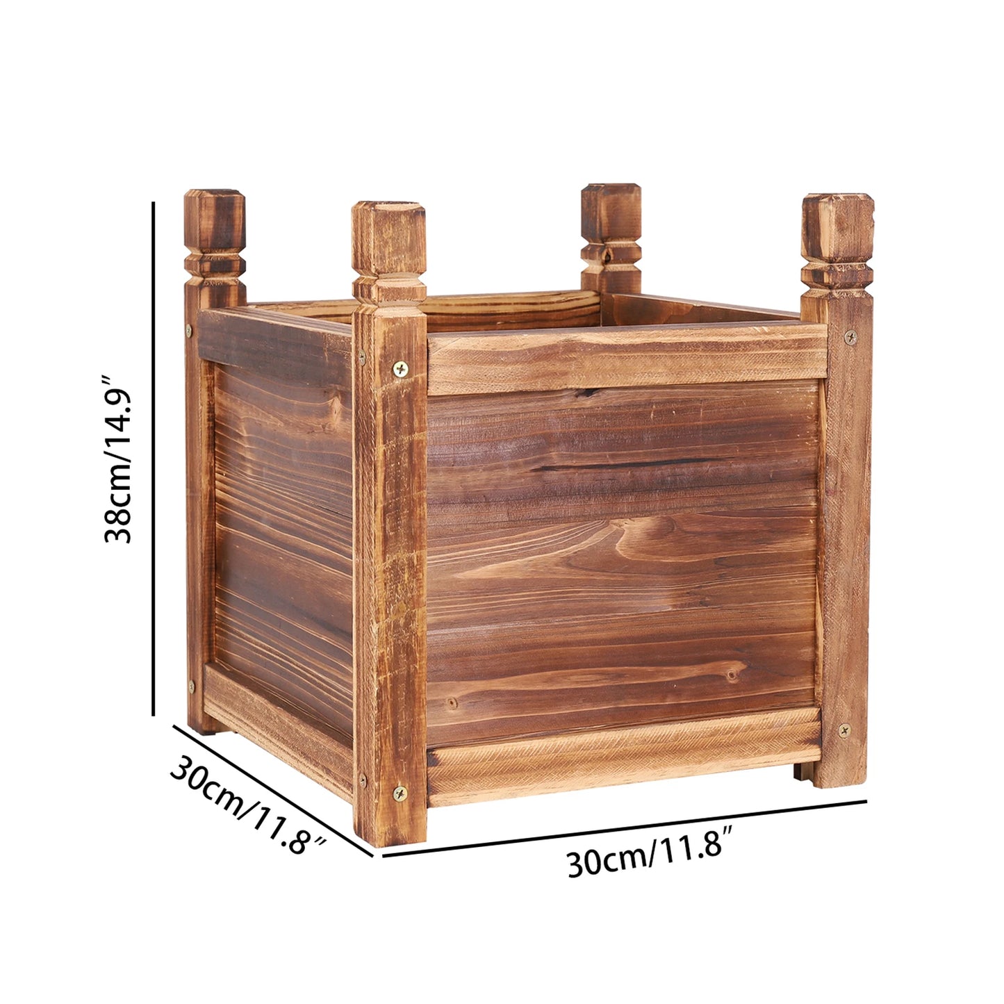 Pine Wood Raised Flower Bed Planter For Indoor Outdoor Gardening