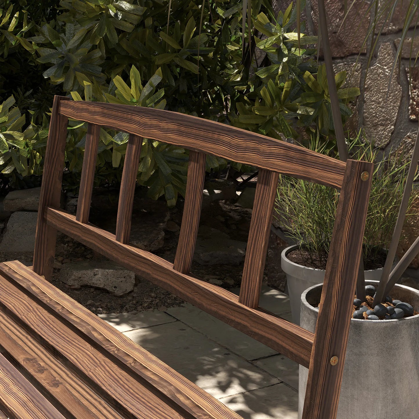 Outsunny Patio Dining Set For 4 With Wagon Wheel Design