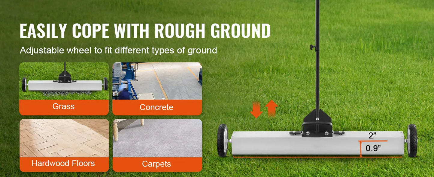 Magnetic Sweeper With Wheels Push Type Magnetic Pickup For Lawn