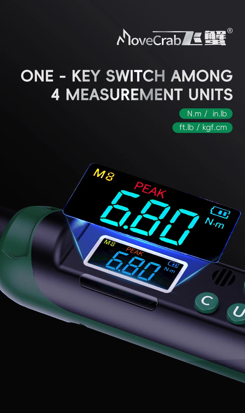 MoveCrab Digital Torque Wrench With Interchangeable Heads 6.8-135 Nm
