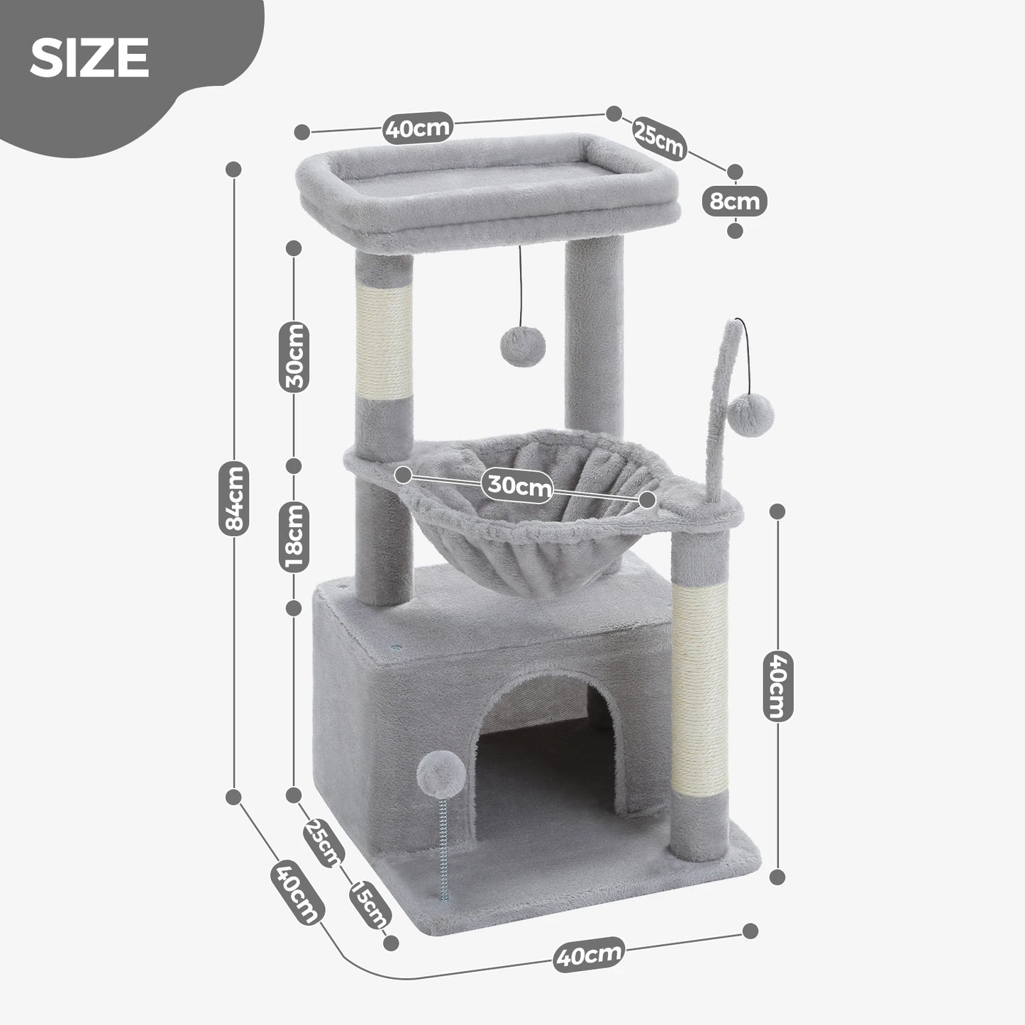 PEQULTI Cat Tree With Natural Sisal Scratching Post And Condo