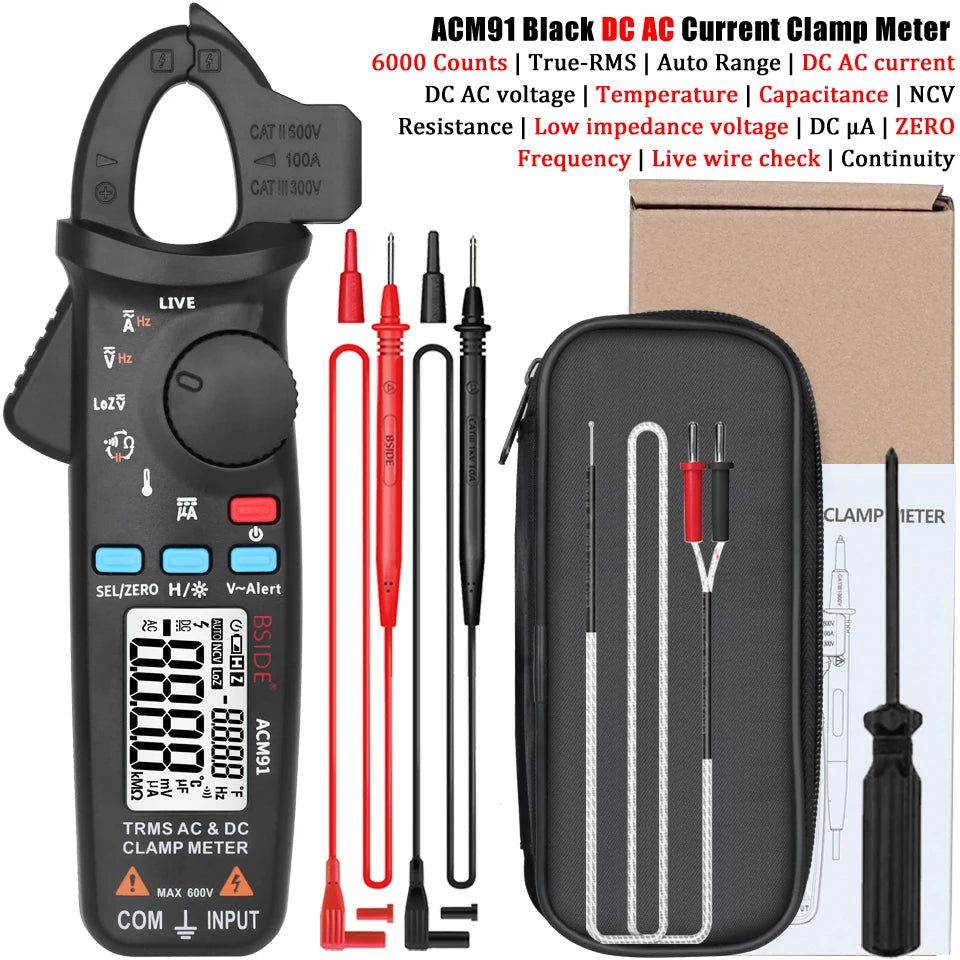 BSIDE ACM91 Digital Clamp Meter 100A DC AC Ammeter