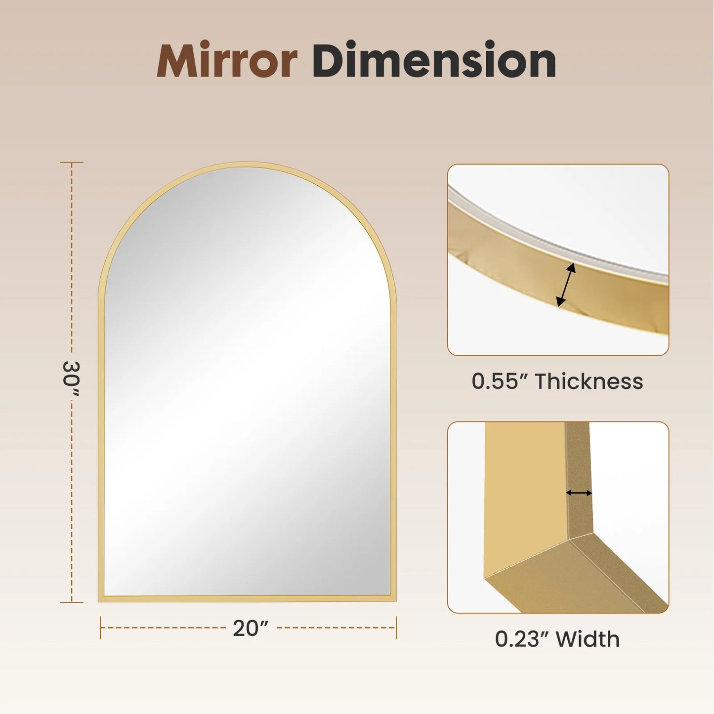 JHK Arched Metal Framed Bathroom Mirrors For Wall Decor