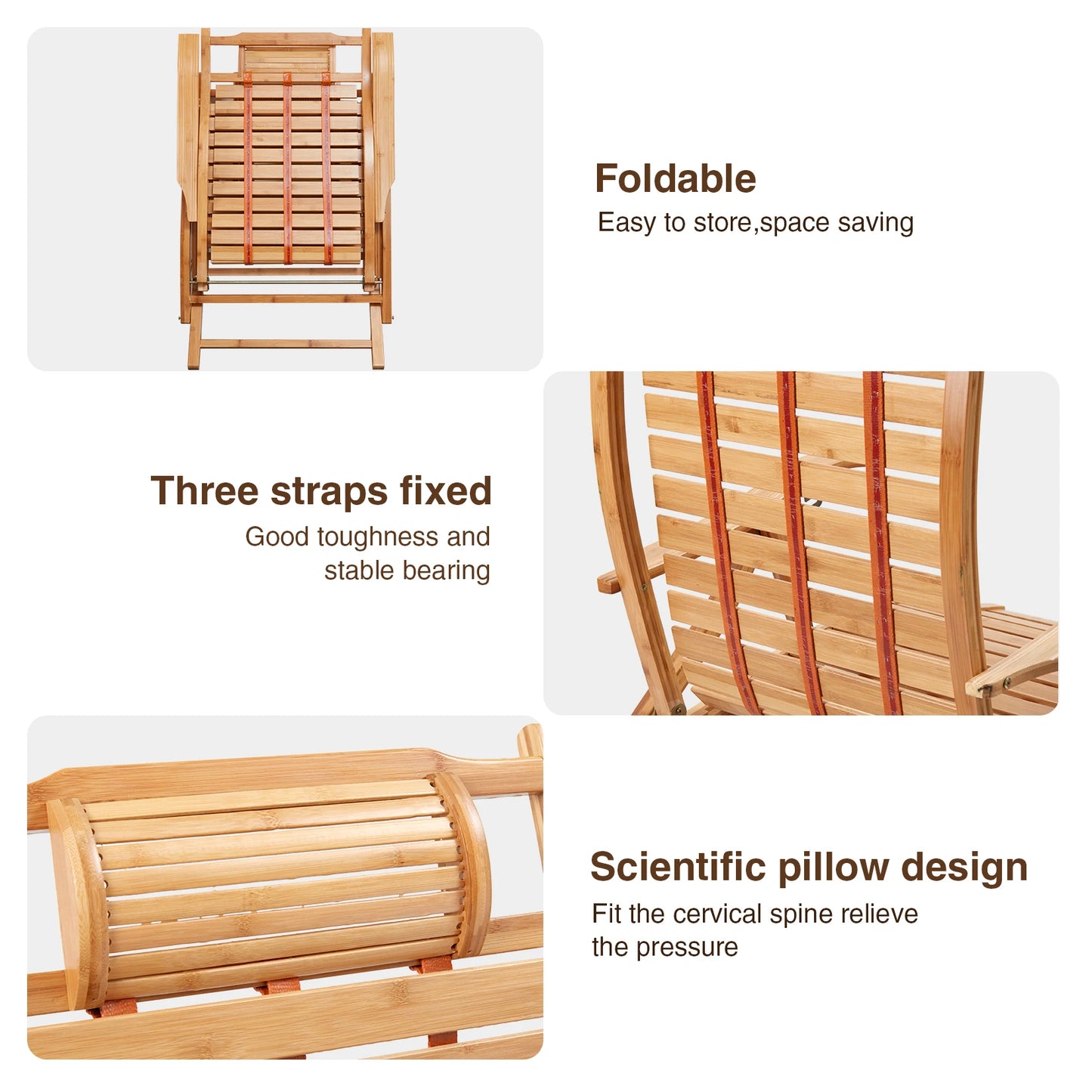 Heavy Duty Folding Bamboo Rocking Chair for Indoor and Outdoor