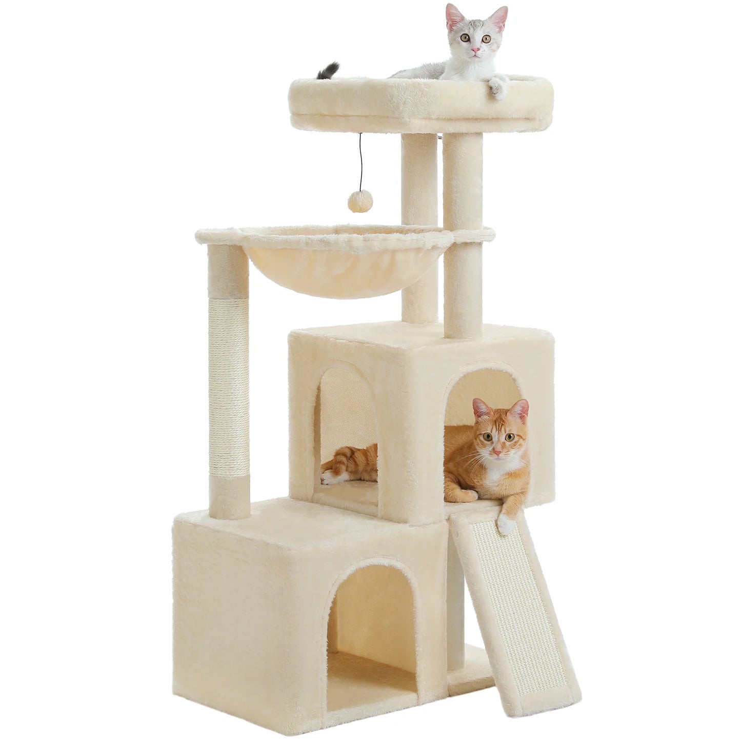 PEQULTI Cat Tree With Natural Sisal Scratching Post And Condo