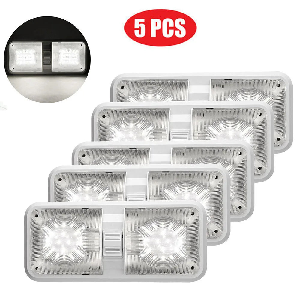 12V LED RV Double Dome Ceiling Lights 5 Pack