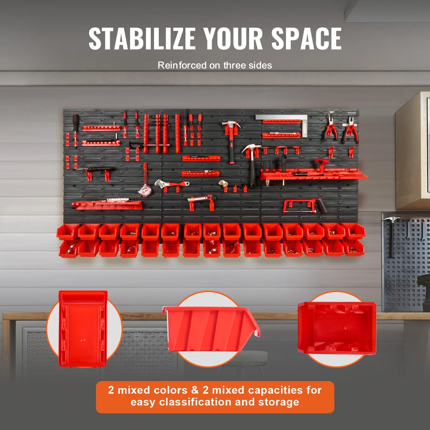 SucceBuy Wall Mounted Storage Bins Rack Organizer For Garage Tools