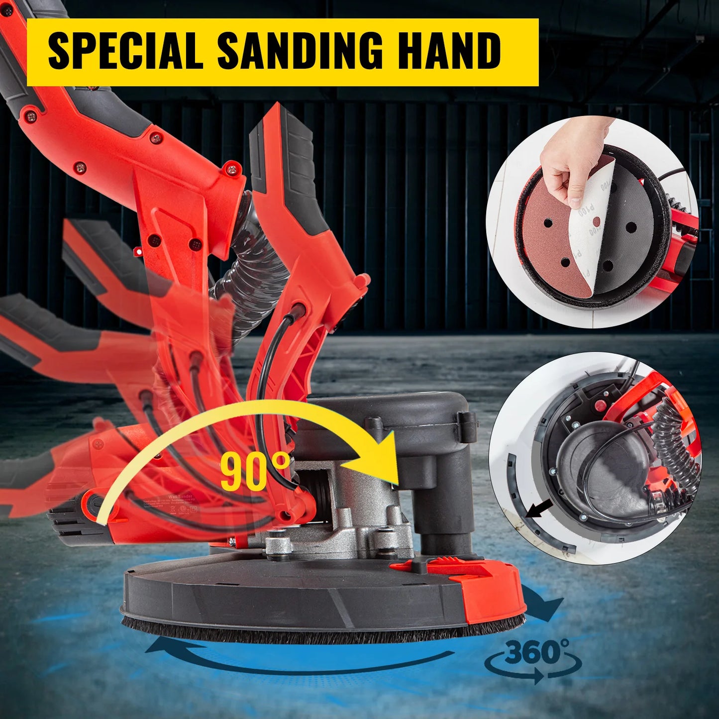 SucceBuy 850W Drywall Sander With Variable Speed And Vacuum Bag