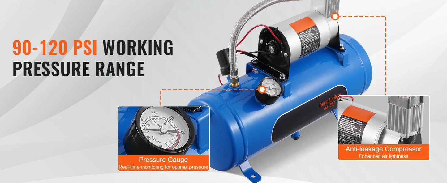 SucceBuy 12V Air Compressor With Tank For Train Horn
