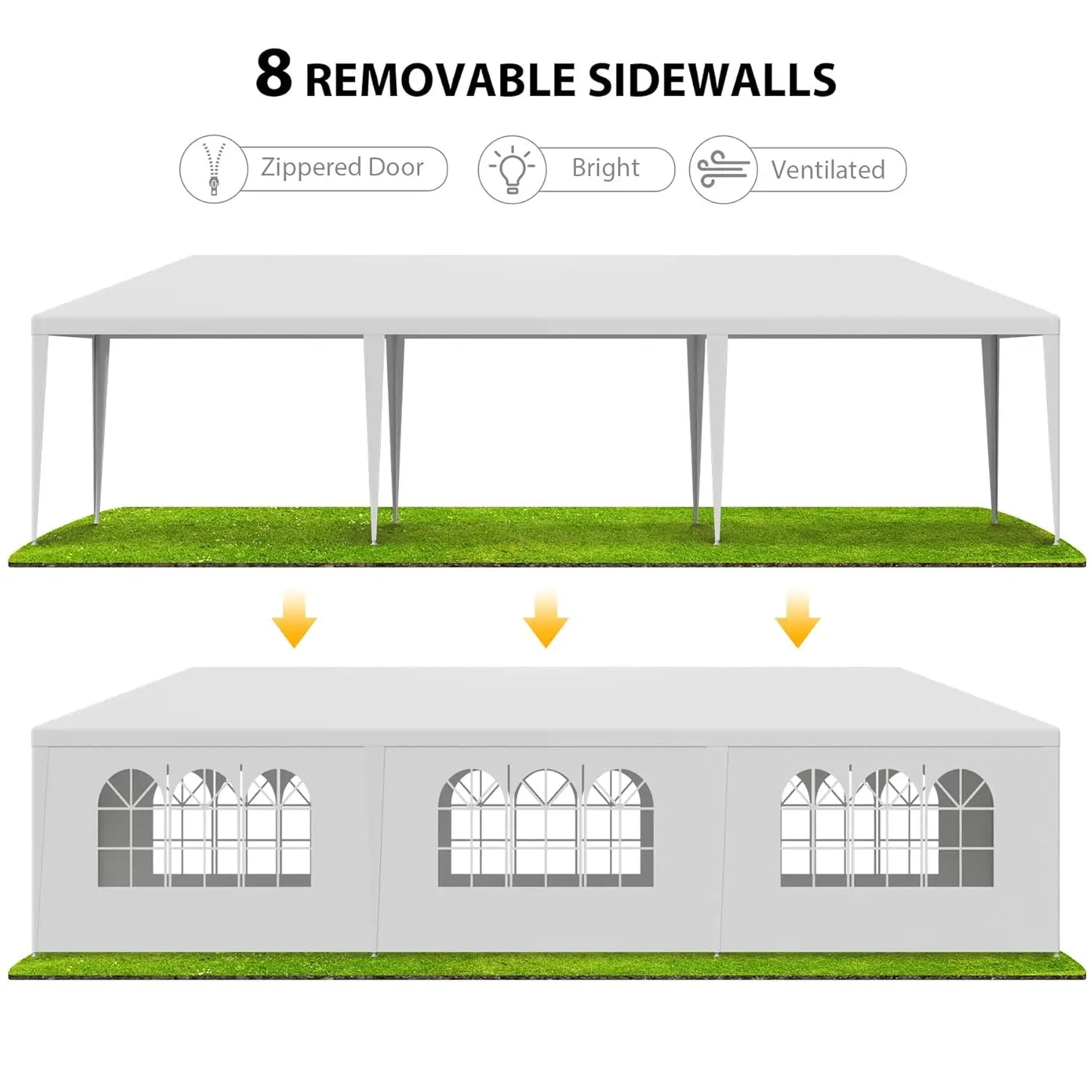 Outdoor Waterproof Gazebo Canopy Tent With Removable Sidewalls And Windows