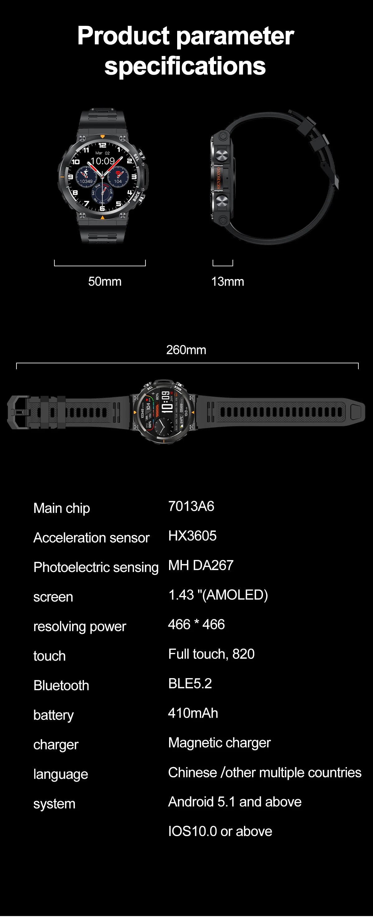 SENBONO MAX18 Smartwatch For Men With AMOLED Screen AIGPT