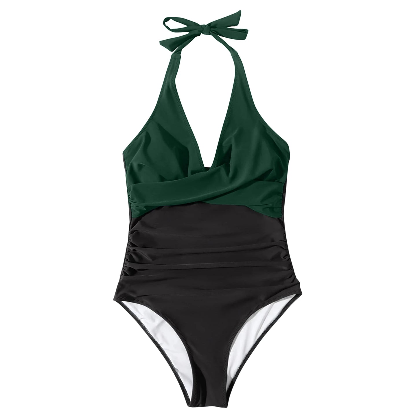 NONECN Tummy Control Cross Front Striped One Piece Swimsuit