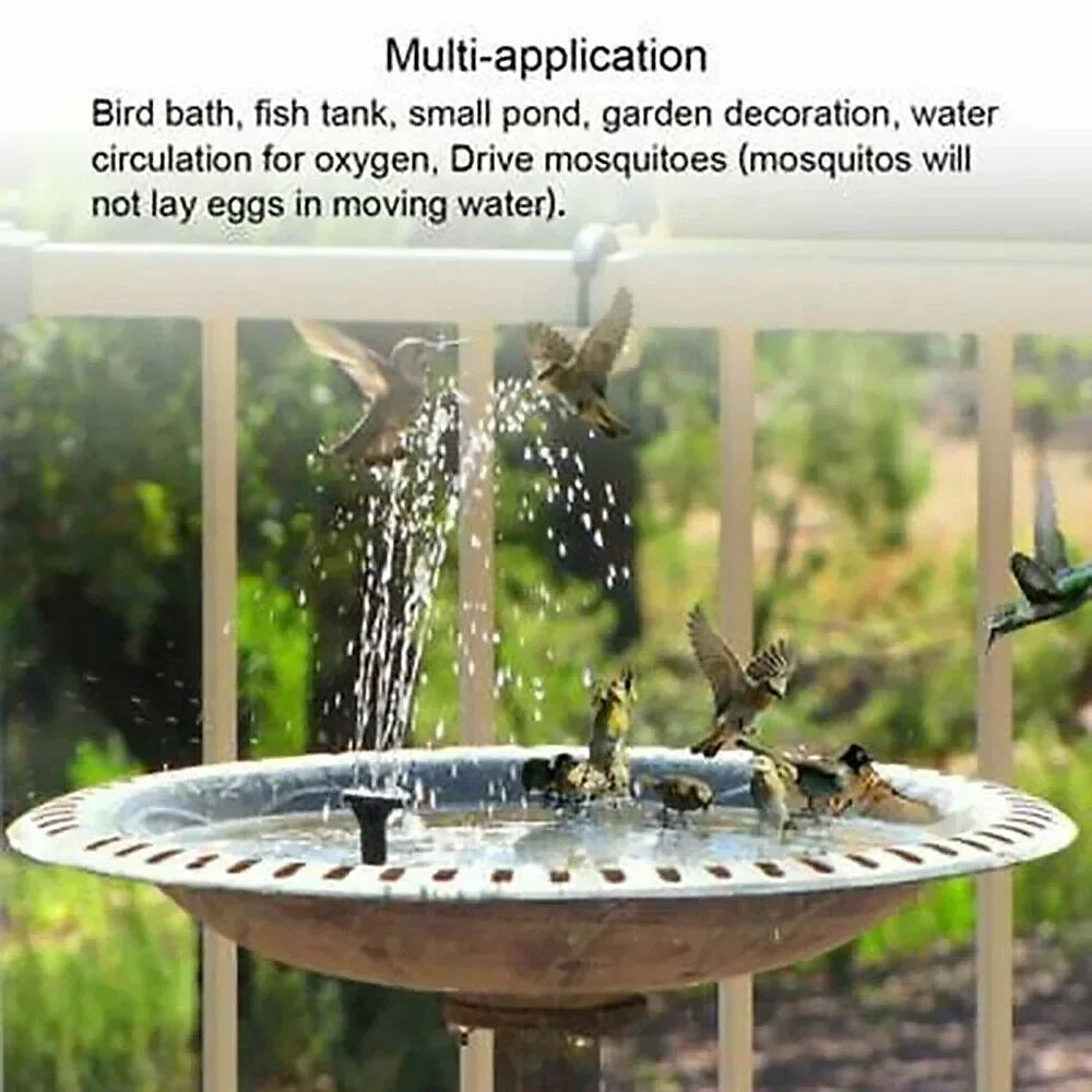Solar Fountain Pump For Bird Baths And Ponds With Nozzles