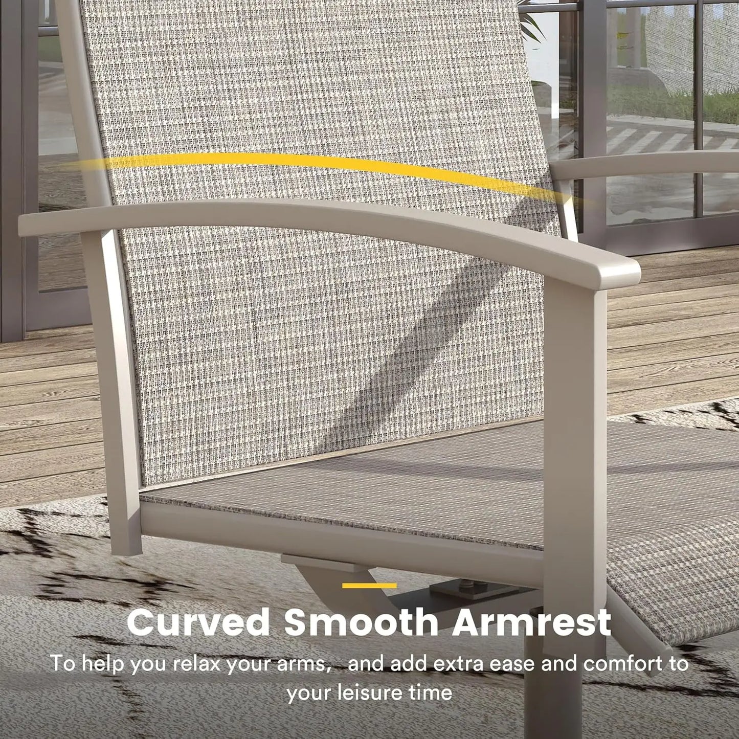 Swivel Patio Chairs Set of 4 High Back Textilene Dining