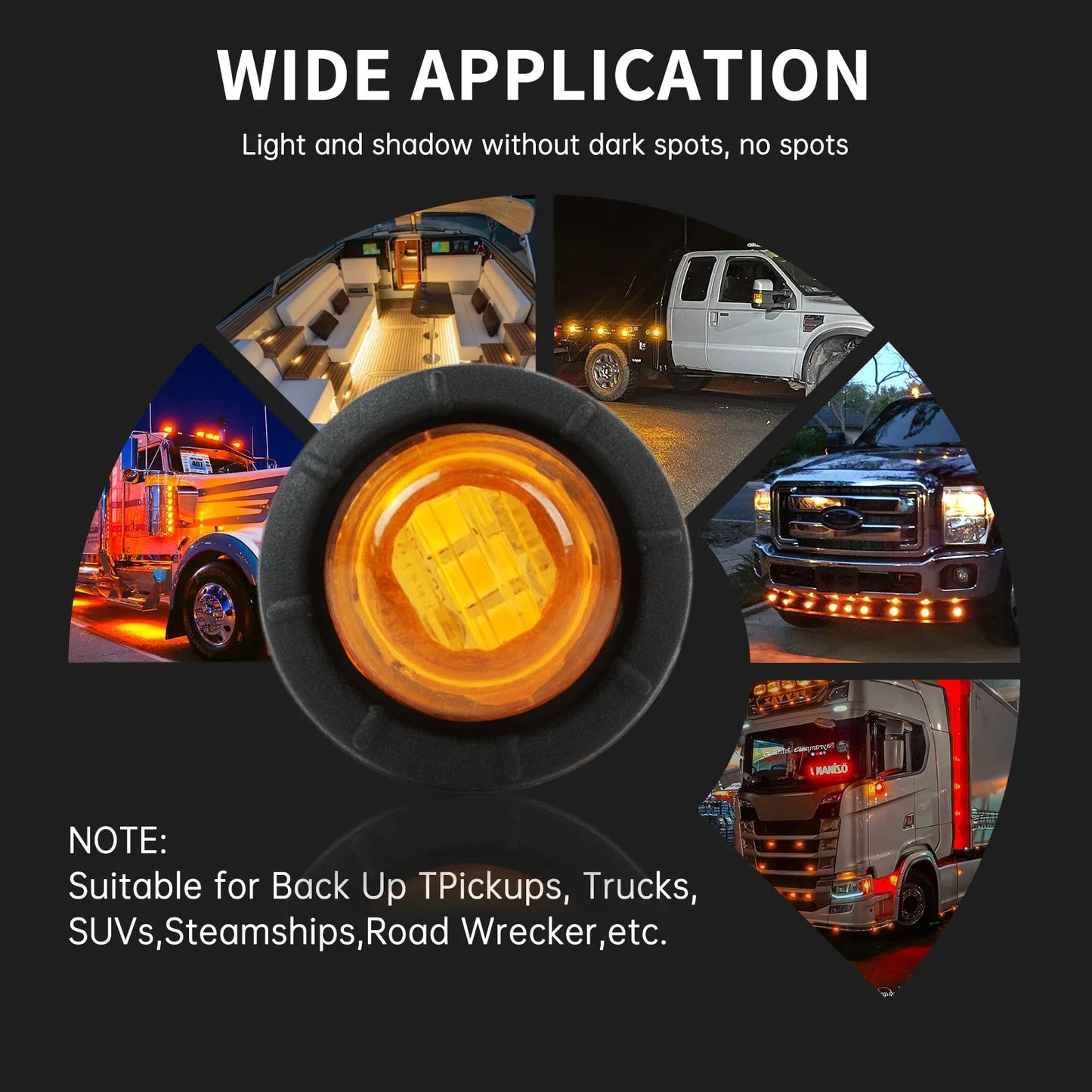 12V Round Trailer Side Marker Lights For Truck Trailer Boat