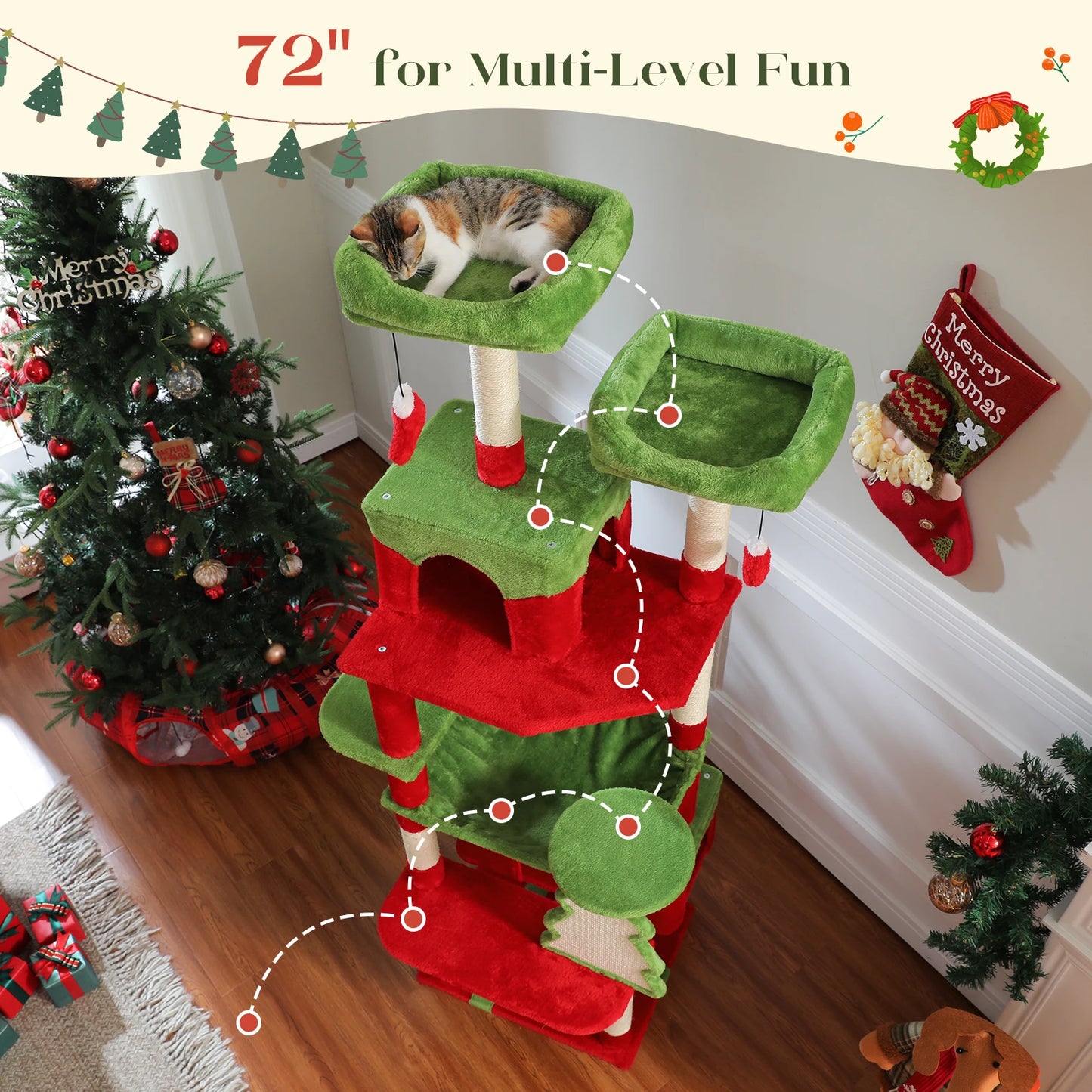 PAWZ Road Cat Tree Tower With Sisal Scratching Posts Hammock