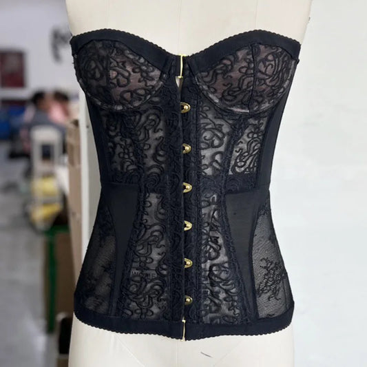 Spicy Girl Strapless Lace Hollow Out Corset Top Summer Style