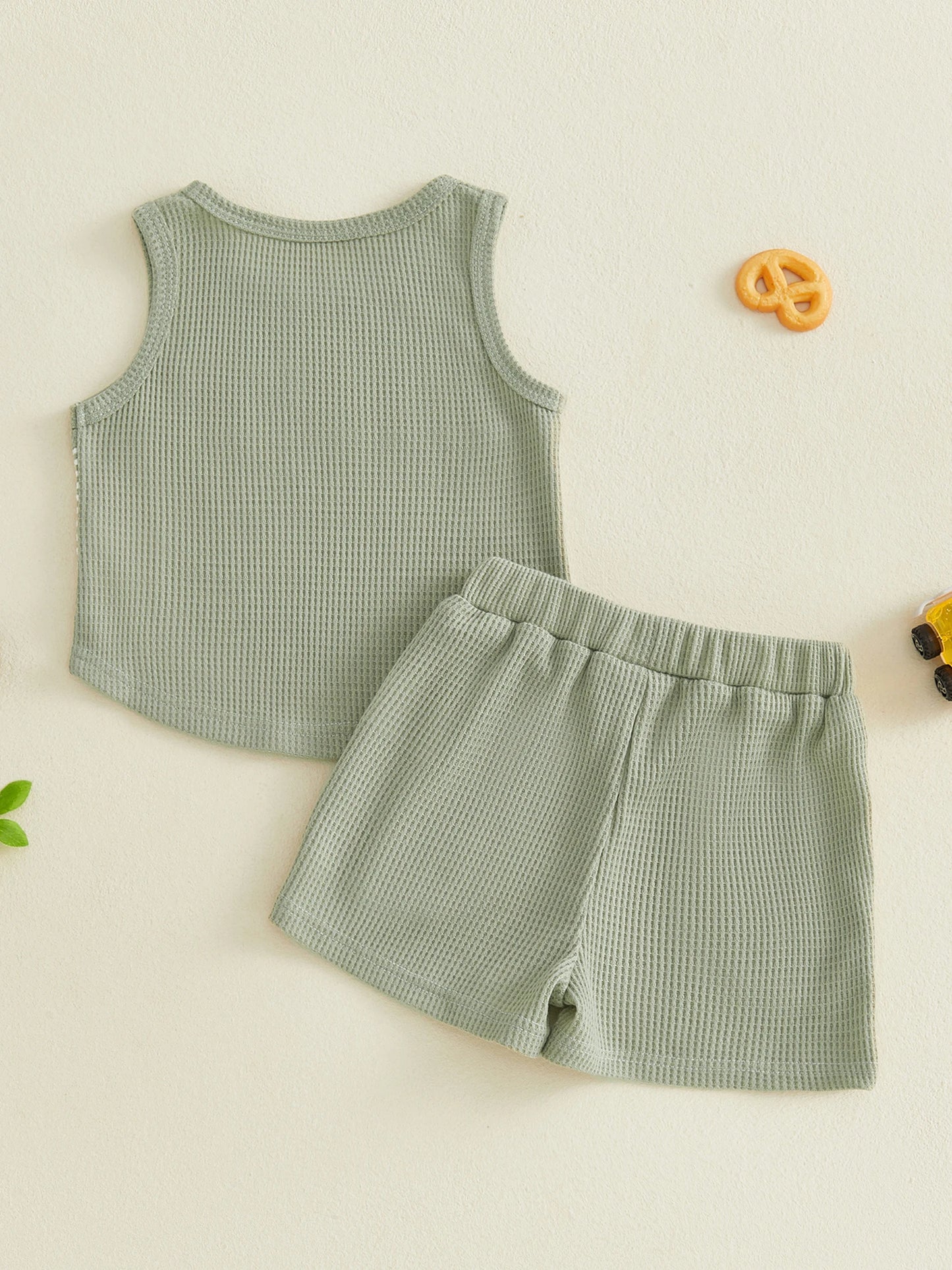 Cute Baby Girls Round Neck Sleeveless Striped Top And Shorts